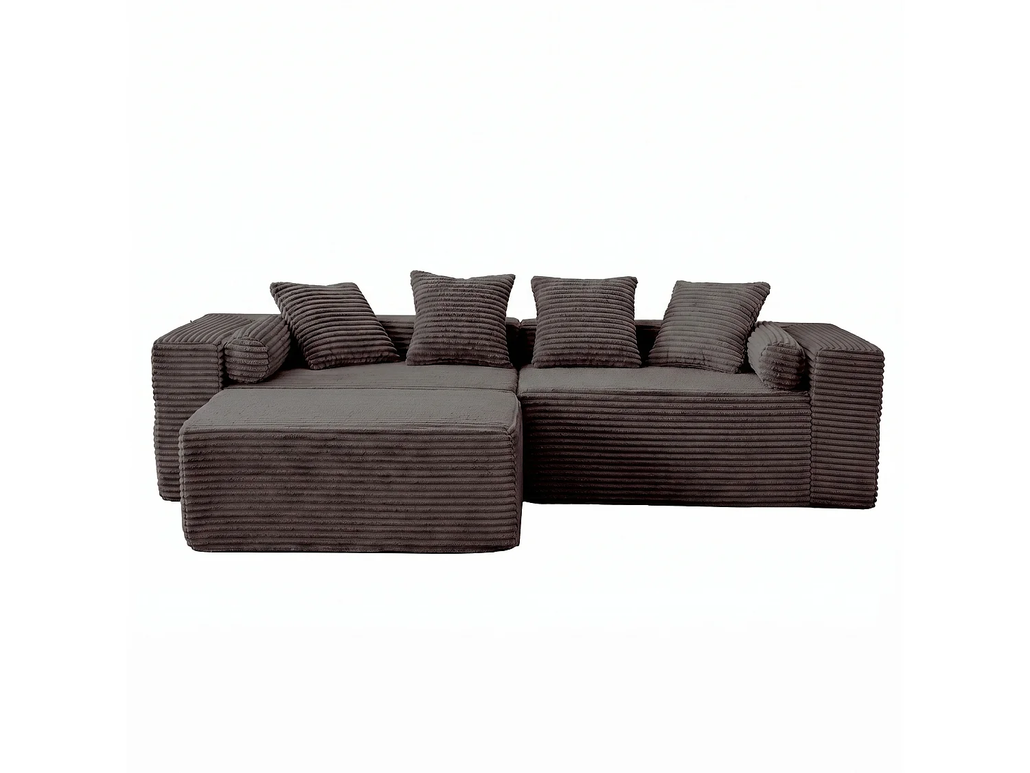 3-zits modulaire hoekbank, chenille, zwart