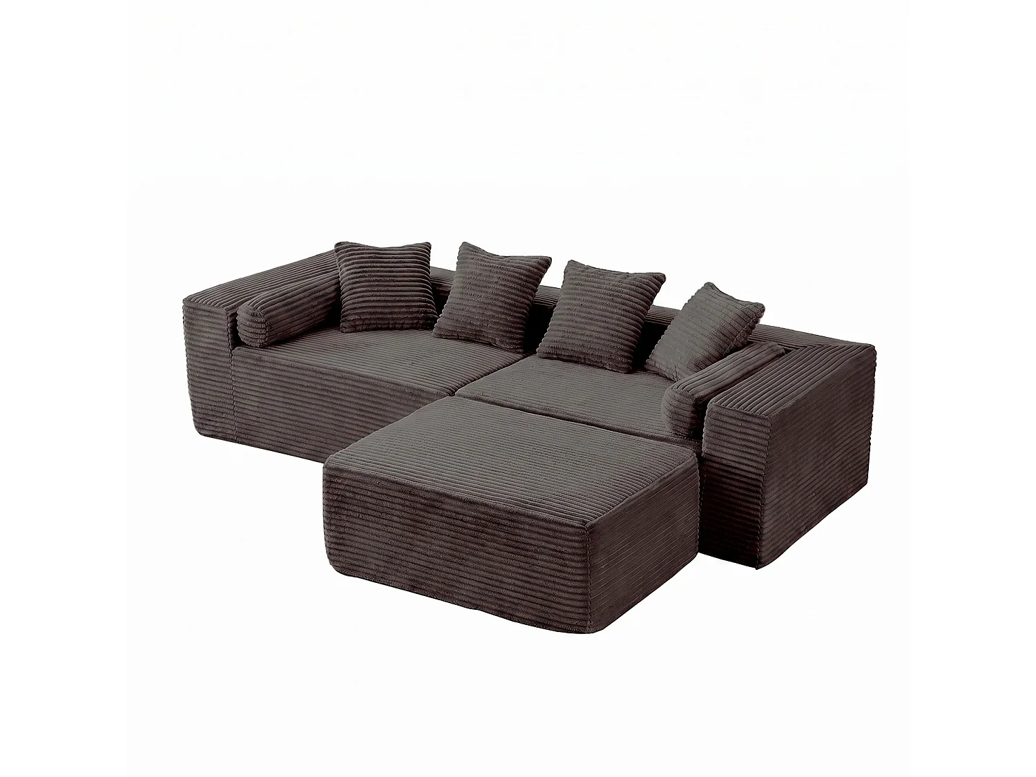 3-zits modulaire hoekbank, chenille, zwart