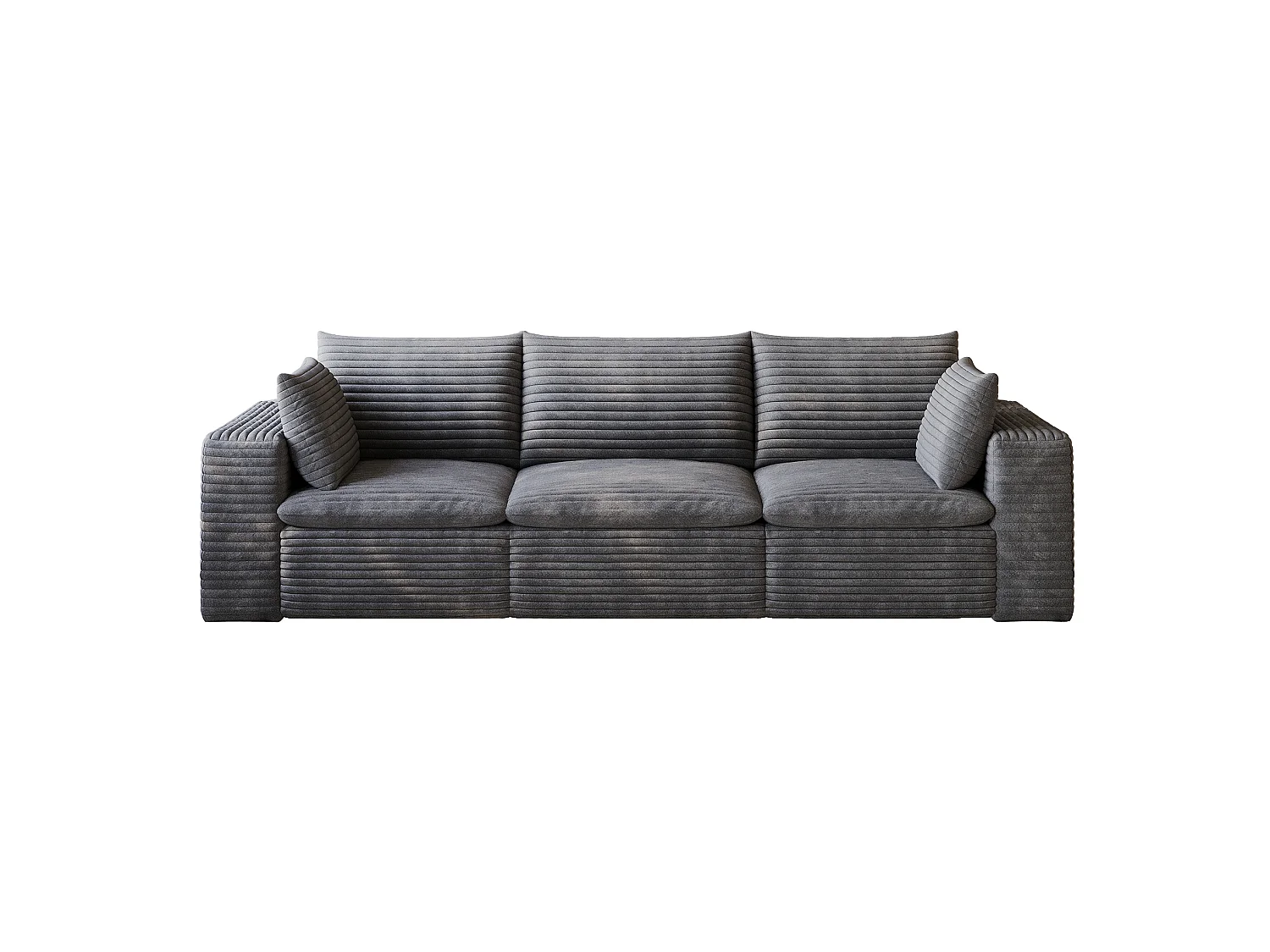 Modulaire 3-zitsbank met afneembaar zitkussen, ribfluweel, donkergrijs