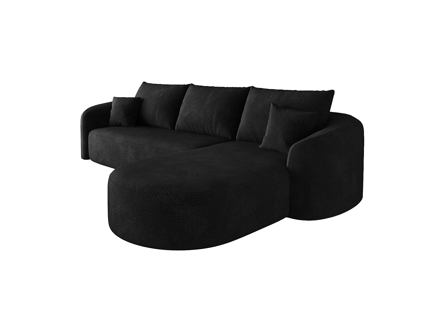 Modulaire 3-zits hoekbank, rechterhoek, stoffen bekleding, zwart, 266x168x85 cm