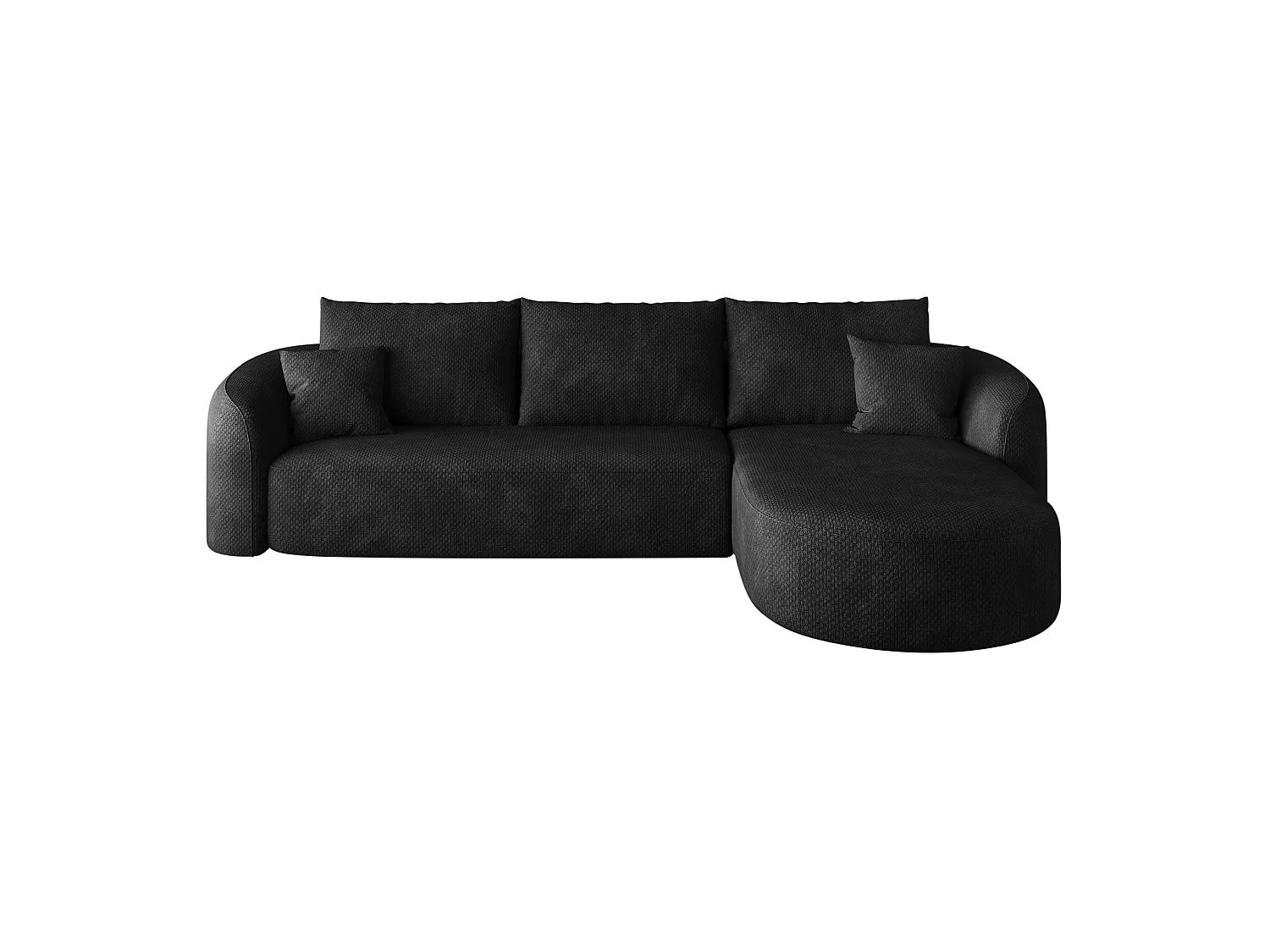 Modulaire 3-zits hoekbank, rechterhoek, stoffen bekleding, zwart, 266x168x85 cm
