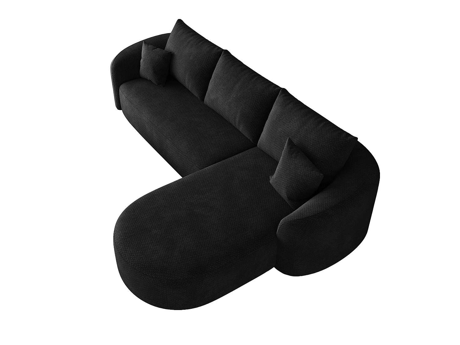 Modulaire 3-zits hoekbank, rechterhoek, stoffen bekleding, zwart, 266x168x85 cm