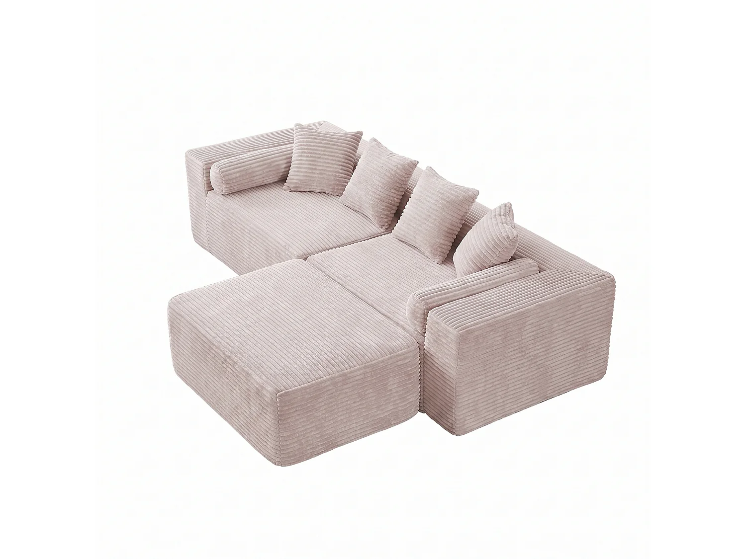 3-zits modulaire hoekbank, chenille, beige