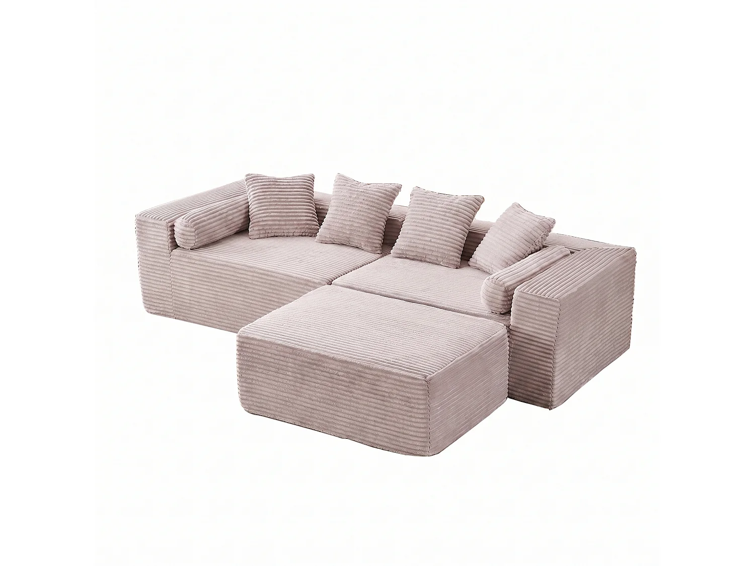 3-zits modulaire hoekbank, chenille, beige