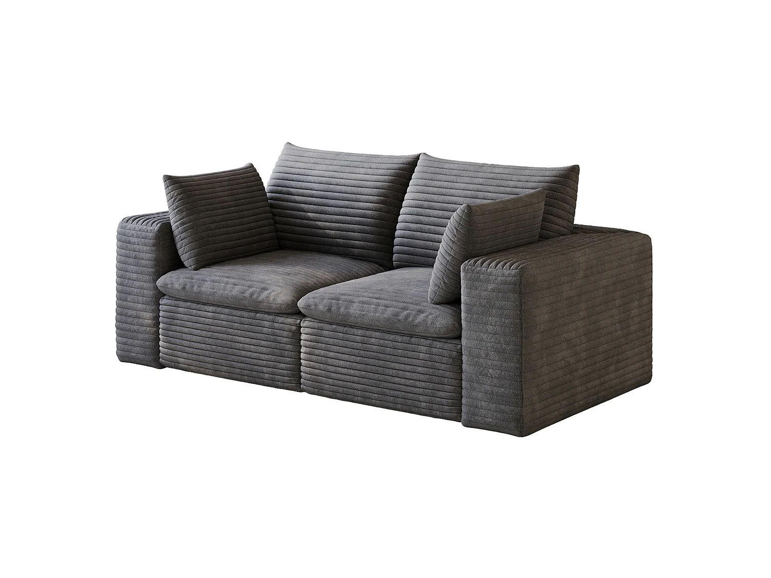 Modulaire 2-zitsbank met afneembaar zitkussen, ribfluweel, donkergrijs