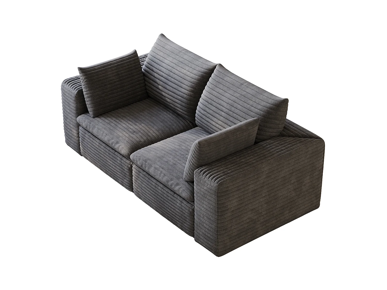Modulaire 2-zitsbank met afneembaar zitkussen, ribfluweel, donkergrijs
