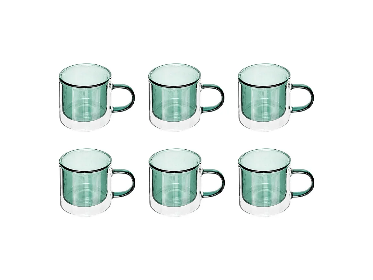 Lot de 6 Mugs en Verre "Lexi" 25cl Émeraude