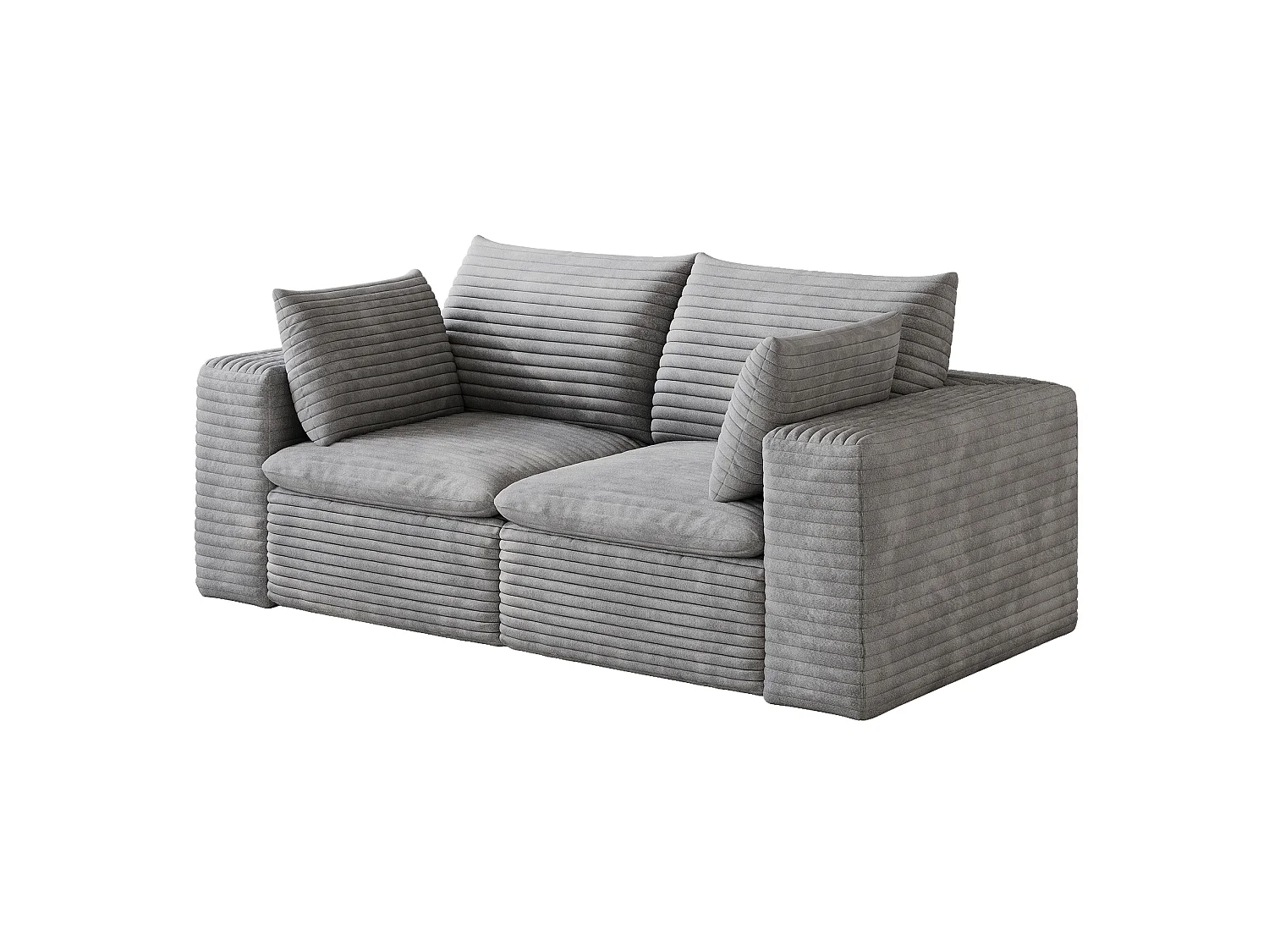 Modulaire 2-zitsbank met afneembaar zitkussen, ribfluweel, grijs