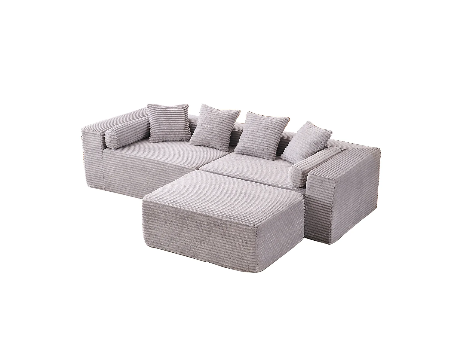 3-zits modulaire hoekbank, chenille, grijs