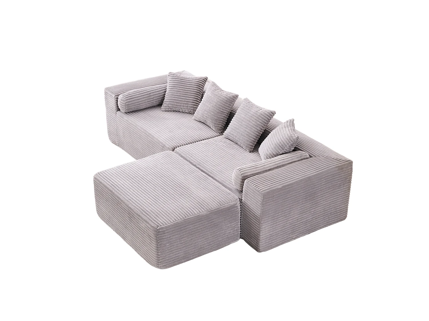 3-zits modulaire hoekbank, chenille, grijs