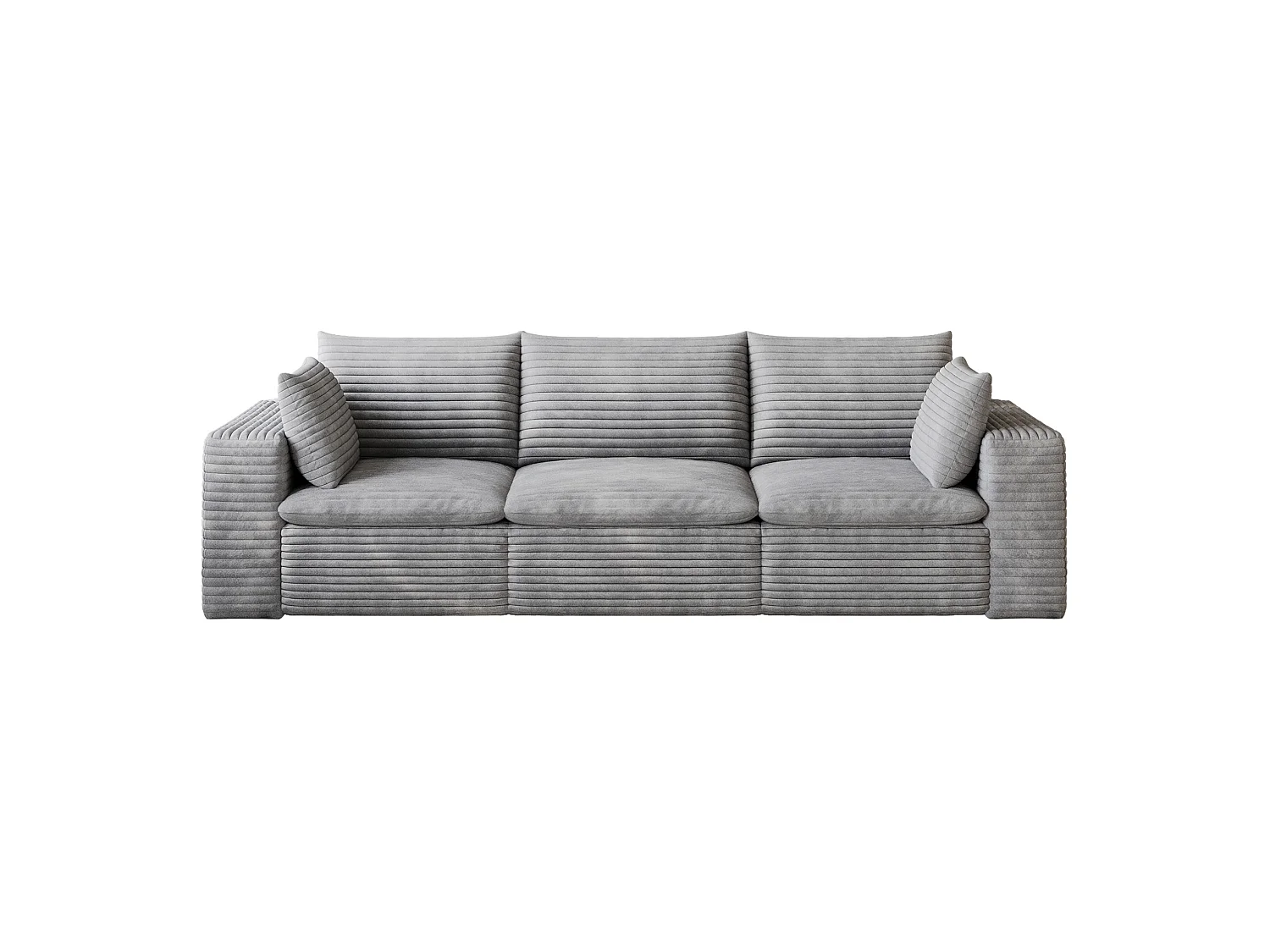 Modulaire 3-zitsbank met afneembaar zitkussen, ribfluweel, grijs