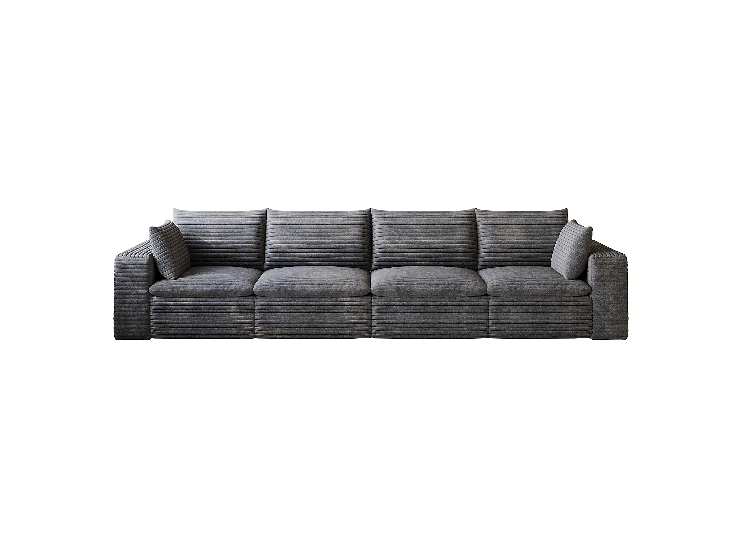 Modulaire 4-zitsbank met afneembaar zitkussen, ribfluweel, donkergrijs