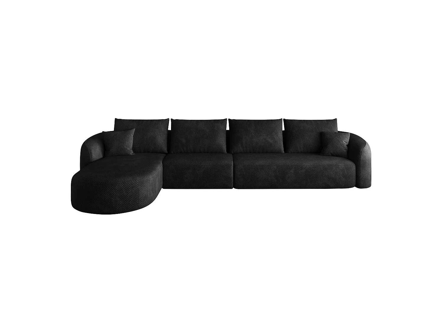 Modulaire 4-zits hoekbank, linkerhoek, stoffen bekleding, zwart, 336x168x85 cm