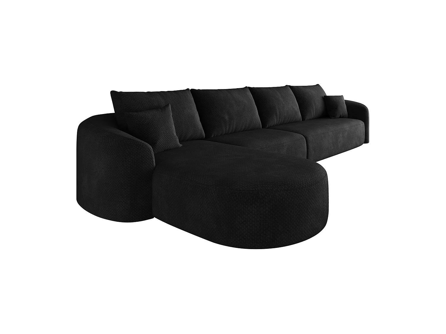 Modulaire 4-zits hoekbank, linkerhoek, stoffen bekleding, zwart, 336x168x85 cm