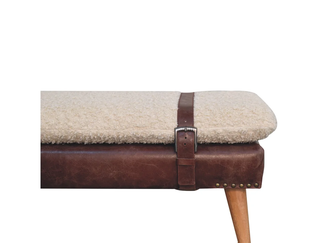Artisan Furniture Banc en bouclé et cuir couleur acajou