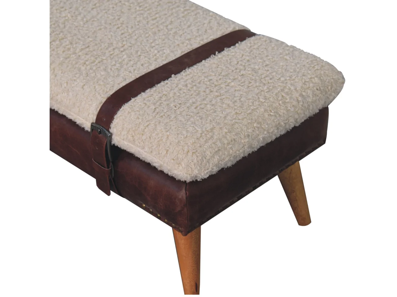 Artisan Furniture Banc en bouclé et cuir couleur acajou