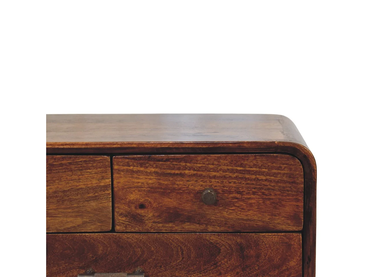 Artisan Furniture Table de chevet Avora à 3 tiroirs en bois massif finition châtaignier