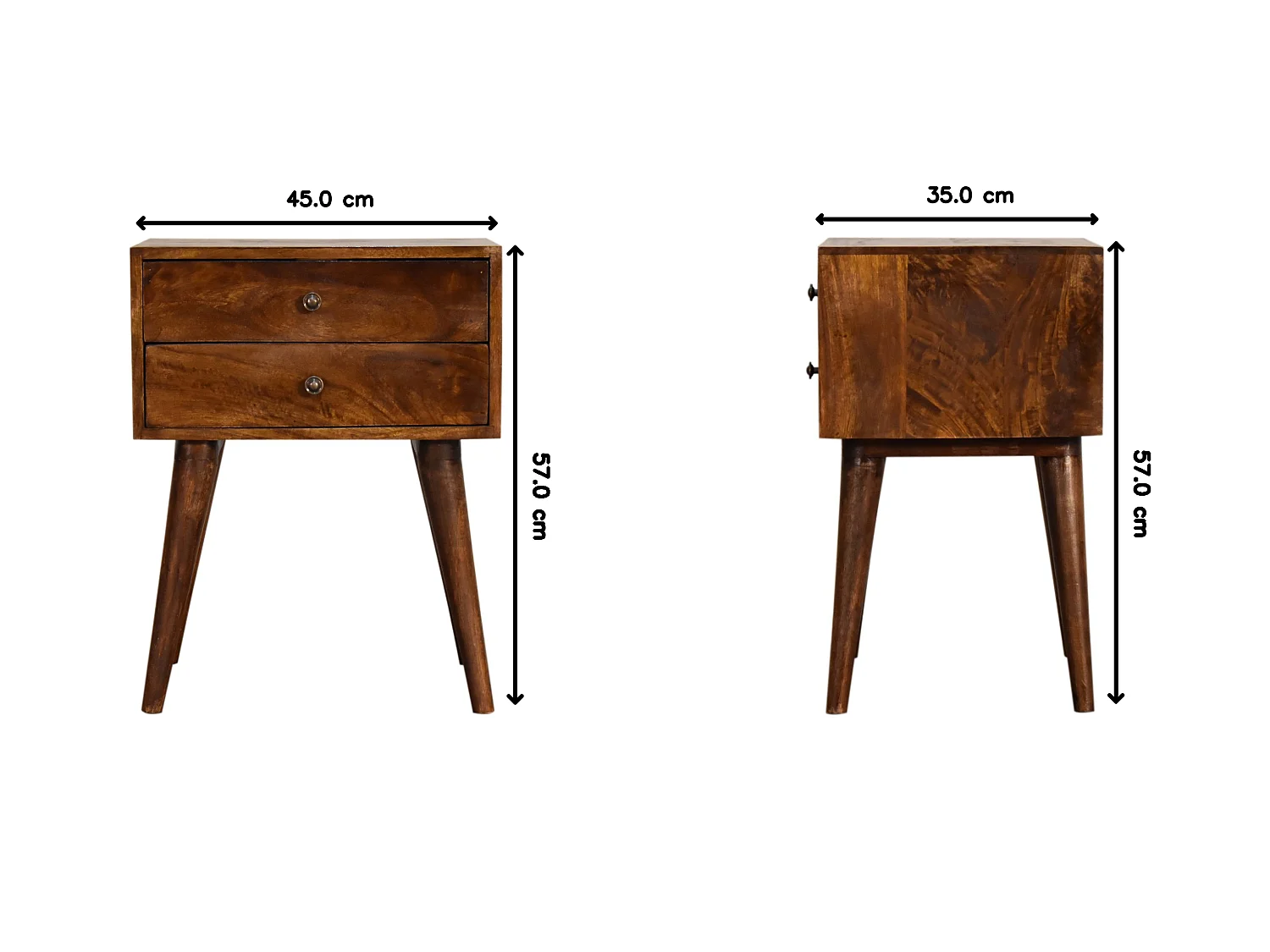 Artisan Furniture Table de chevet moderne en bois massif finition châtaignier