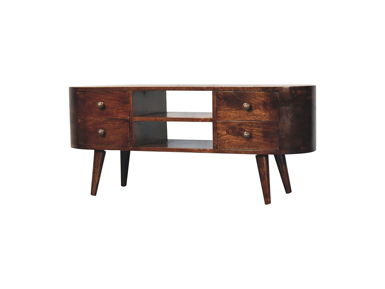 Artisan Furniture Solid Wood California Walnut Rounded Entertainment Unit