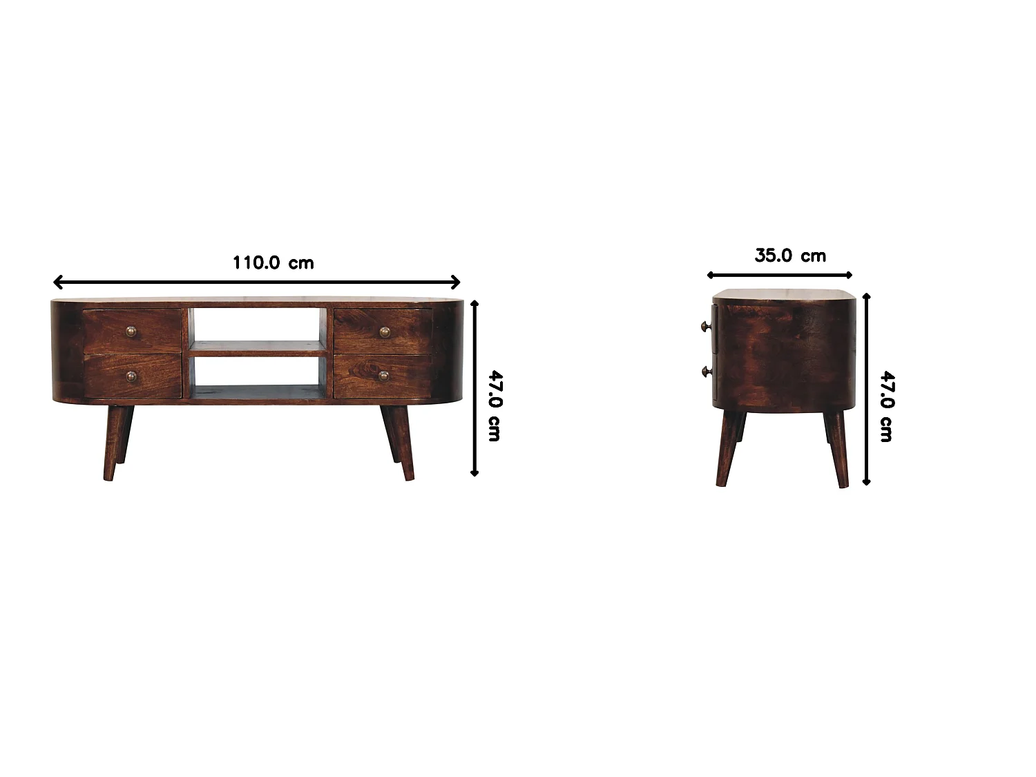 Artisan Furniture Solid Wood California Walnut Rounded Entertainment Unit