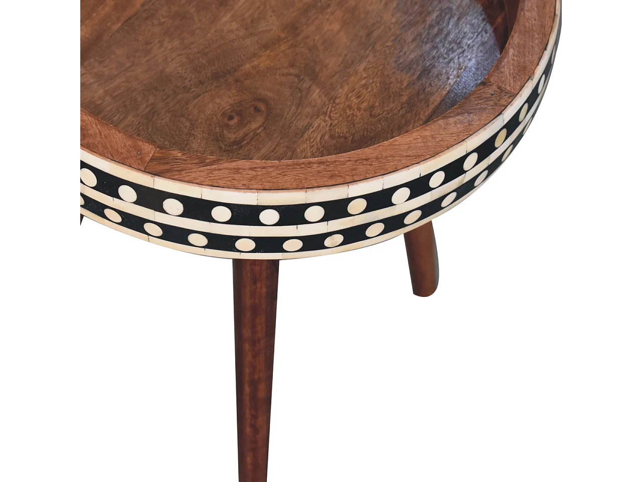 Artisan Furniture Petite table d’appoint à motifs de style nordique en bois massif finition caramel miel
