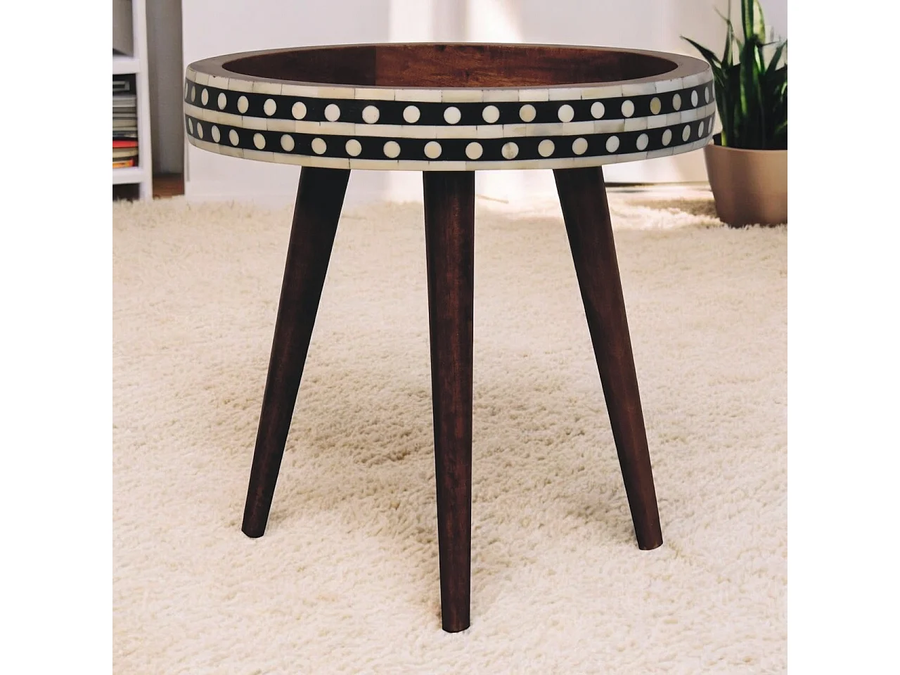 Artisan Furniture Petite table d’appoint à motifs de style nordique en bois massif finition caramel miel