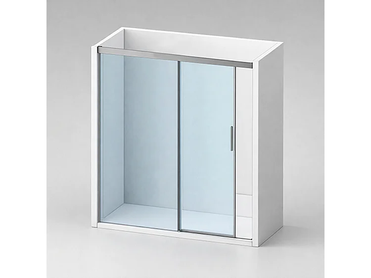 Mampara de ducha Fijo y Puerta Corredera 140x195 cm Cromo Cristal templado Antical Serigrafiado 6mm