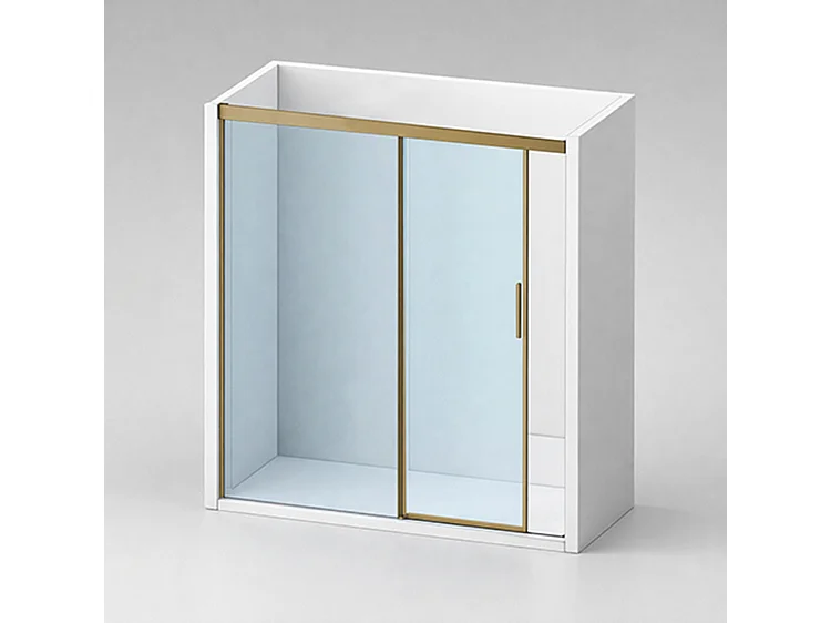 Mampara de ducha Fijo y Puerta Corredera 140x195 cm Oro Cristal templado Antical Serigrafiado 6mm