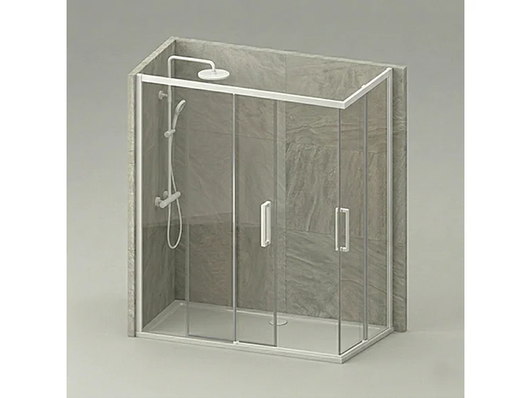 Mampara de ducha angular corredera 100x120 Blanco Cristal Templado Antical Transparente 6 mm