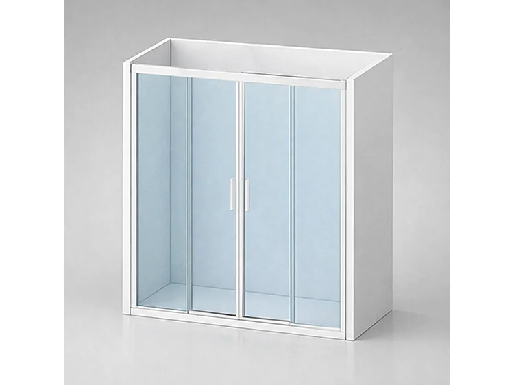 Mampara de ducha frontal  2 Fijos y 2 Puertas Corredera 160x195 cm Blanco Cristal templado Antical Serigrafiado 6mm