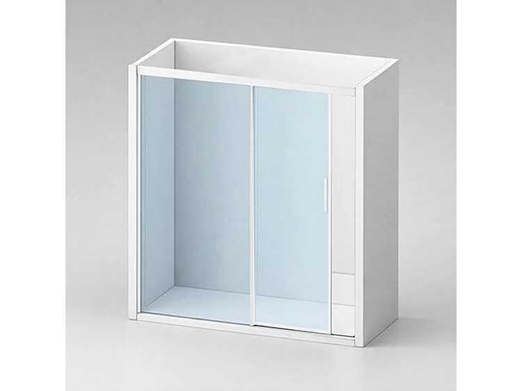 Mampara de ducha Fijo y Puerta Corredera 150x195 cm Blanco Cristal templado Antical Serigrafiado 6mm