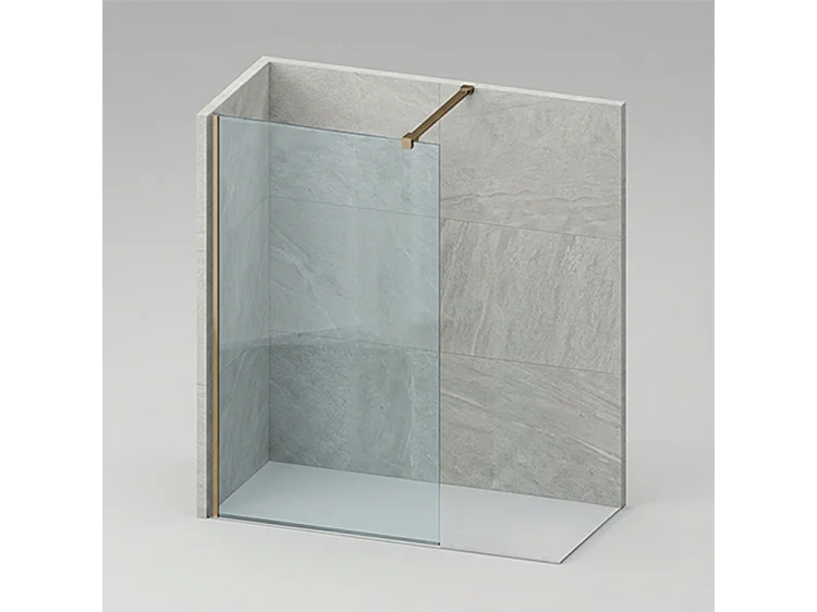 Mampara de ducha fija Walk In 110x195 Dorado Cristal templado antical transparente 8mm