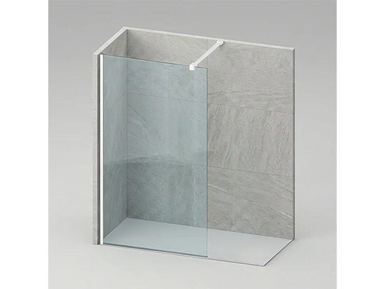 Mampara de ducha fija Walk In 140x195 Blanco Cristal templado antical serigrafiado 8 mm