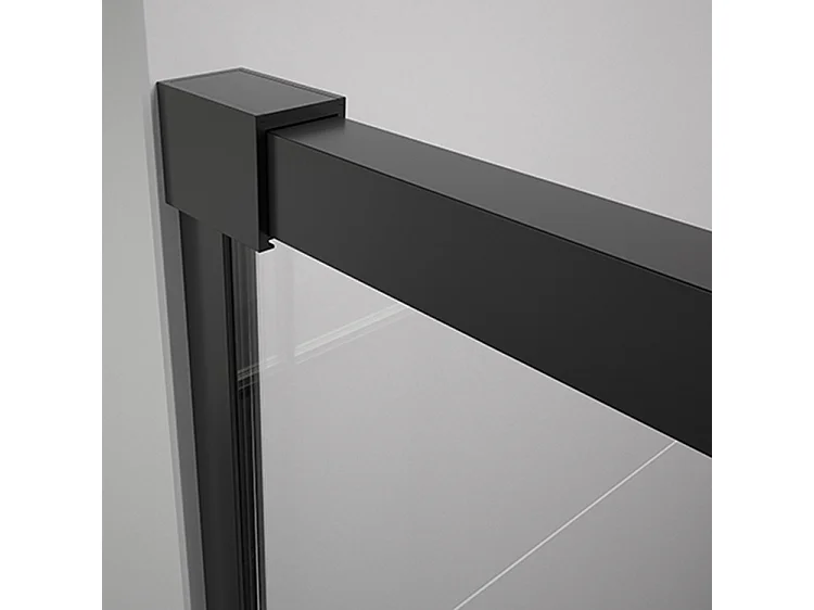 Mampara de ducha fija Walk In 100x195 Negro Cristal templado antical transparente 8mm