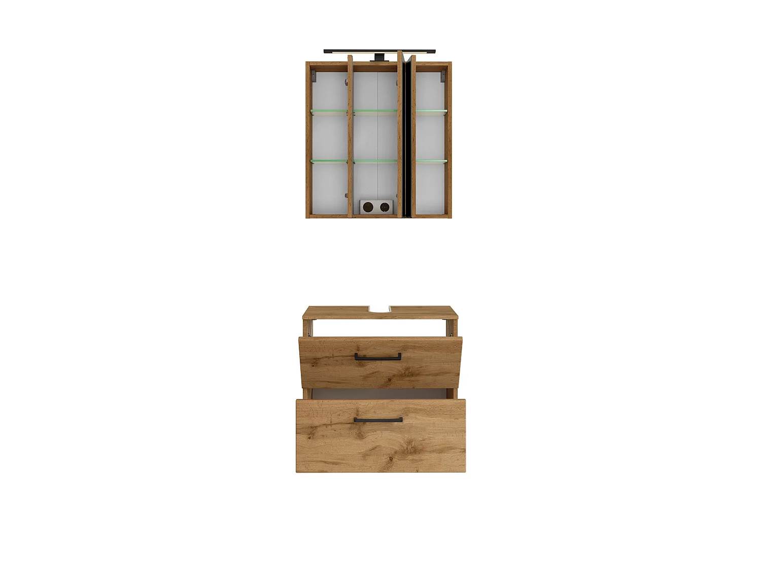 Held Möbel Ensemble de meuble-lavabo 2 pièces Manchester chêne Wotan L/H/P 60 x 200 x 45 cm