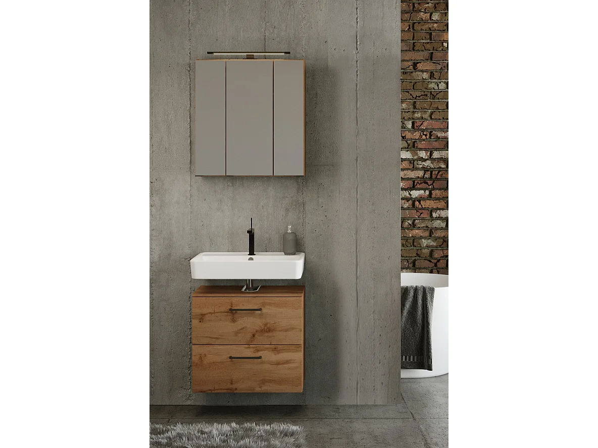 Held Möbel Ensemble de meuble-lavabo 2 pièces Manchester chêne Wotan L/H/P 60 x 200 x 45 cm