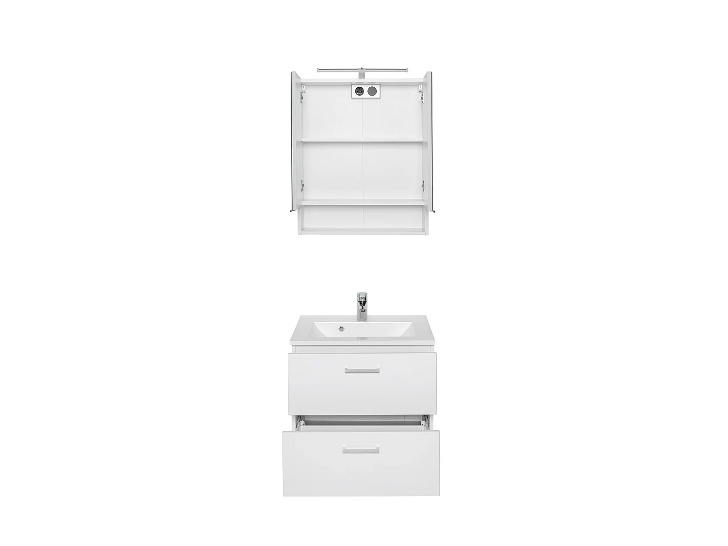 Held Möbel Ensemble de meuble-lavabo 2 pièces Riga blanc mat / blanc L/H/P 60 x 200 x 35 cm