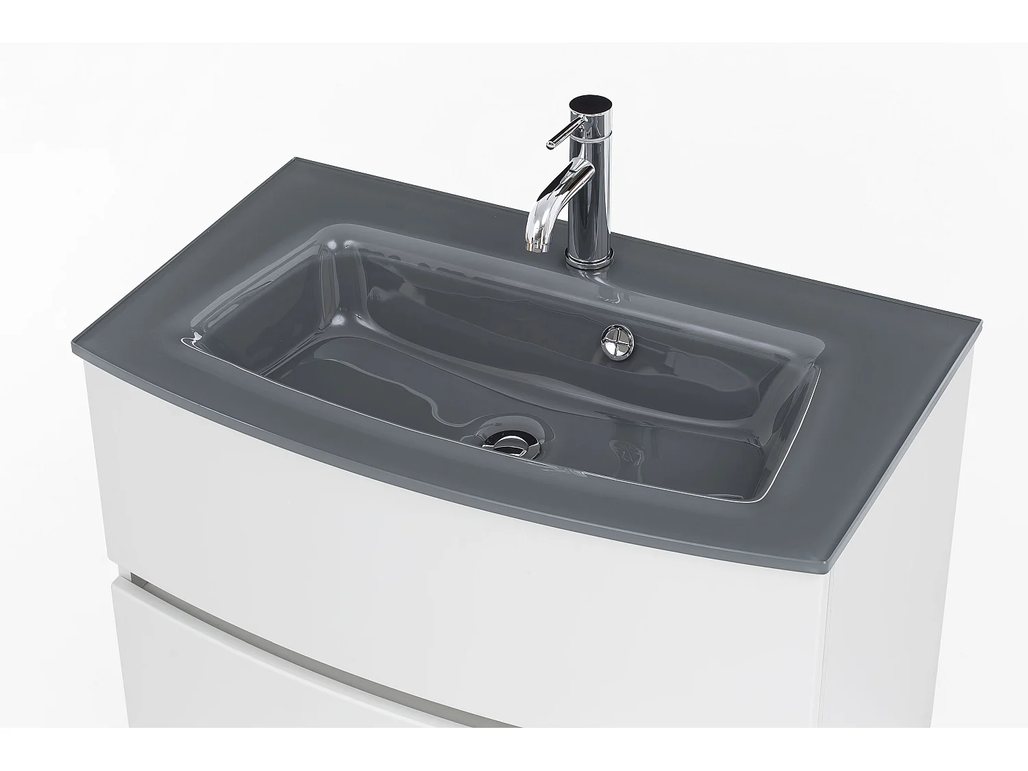 Held Möbel Ensemble de meuble-lavabo Kopenhagen verre gris L/H/P 80 x 200 x 49 cm