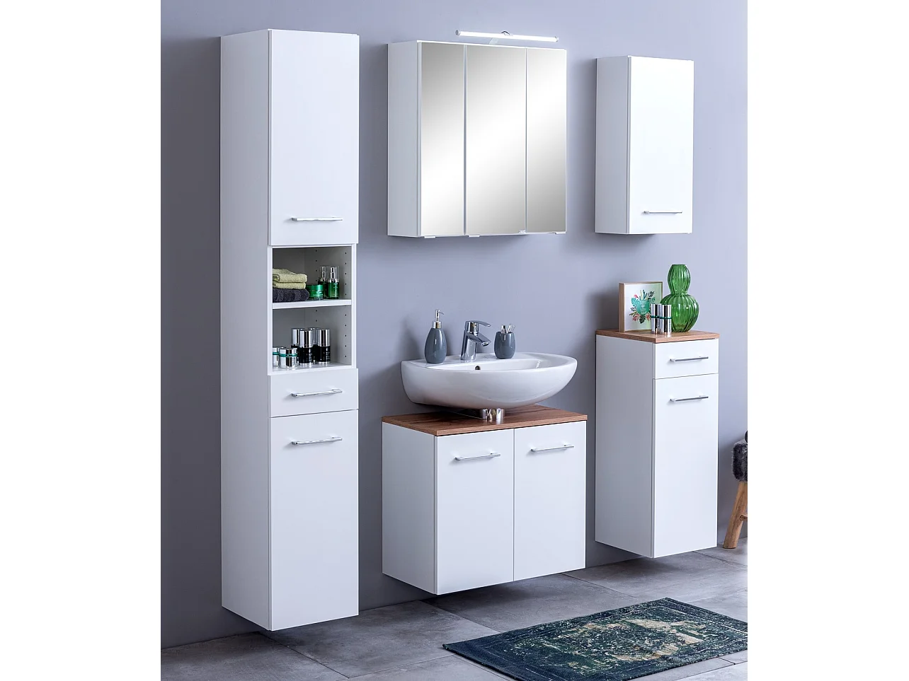 Held Möbel Ensemble de meuble-lavabo 5 pièces Paris blanc L/H/P 120 x 200 x 35 cm