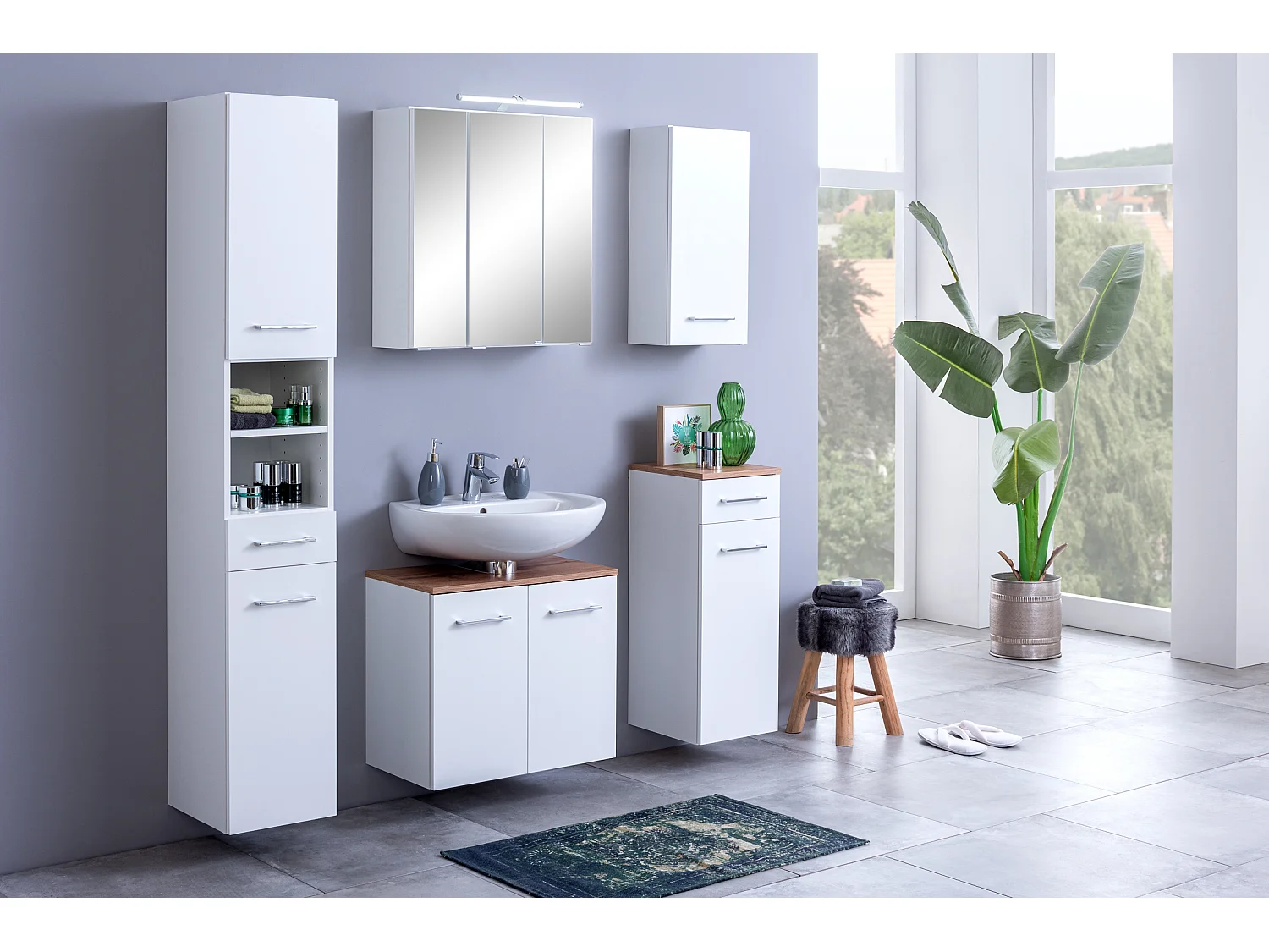 Held Möbel Ensemble de meuble-lavabo 5 pièces Paris blanc L/H/P 120 x 200 x 35 cm
