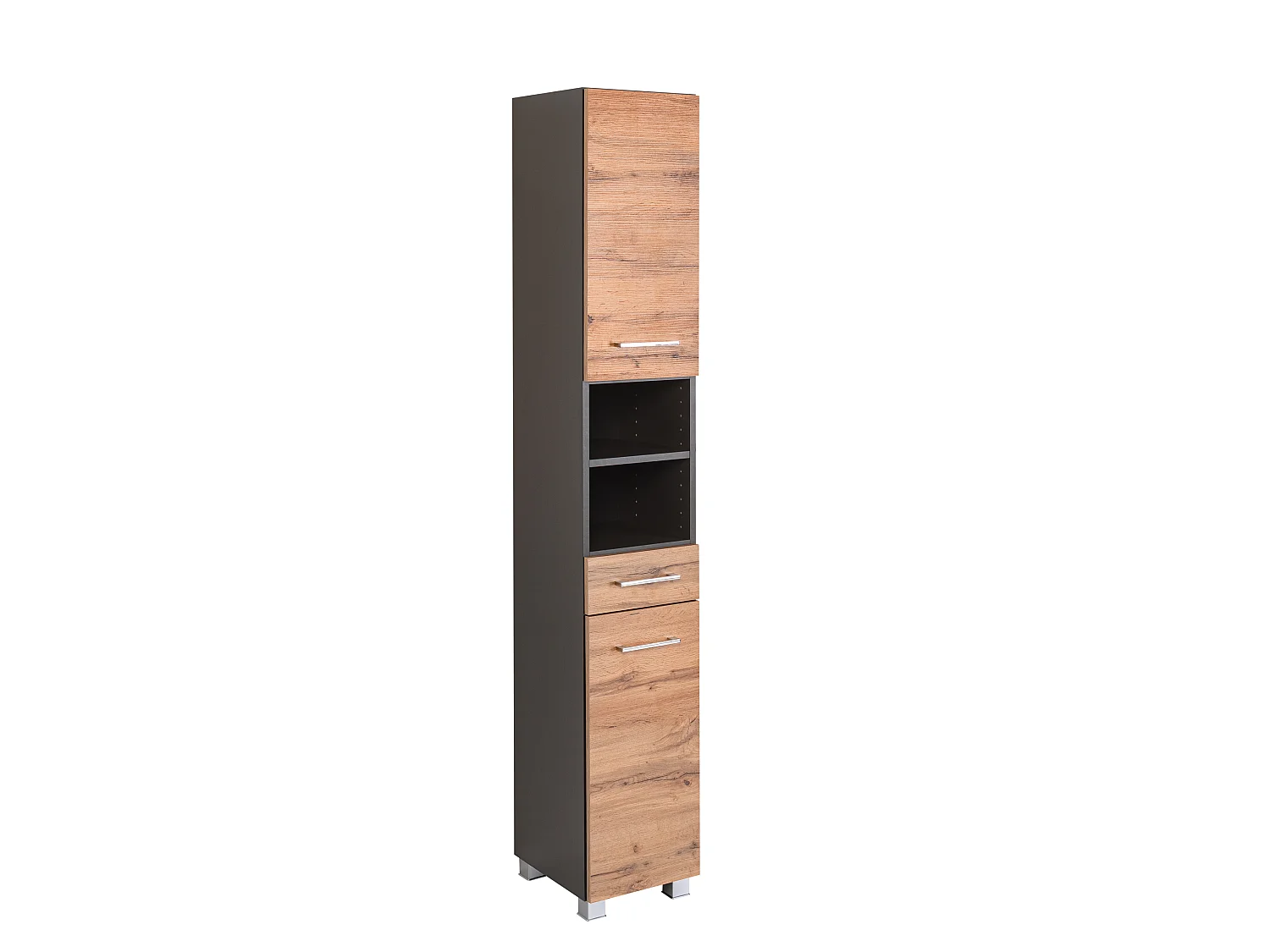 Held Möbel Ensemble de meuble-lavabo 3 pièces Paris chêne Wotan / gris graphite L/H/P 90 x 200 x 35 cm