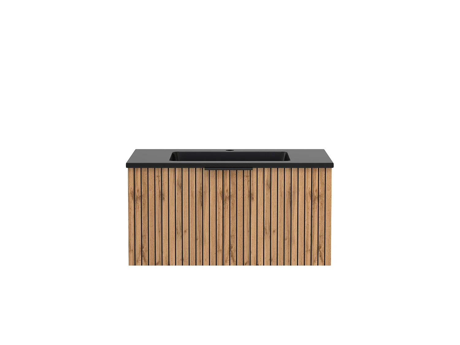 Held Möbel Ensemble de meuble-lavabo 2 pièces Liverpool chêne Wotan / noir rayé L/H/P 80 x 200 x 47 cm