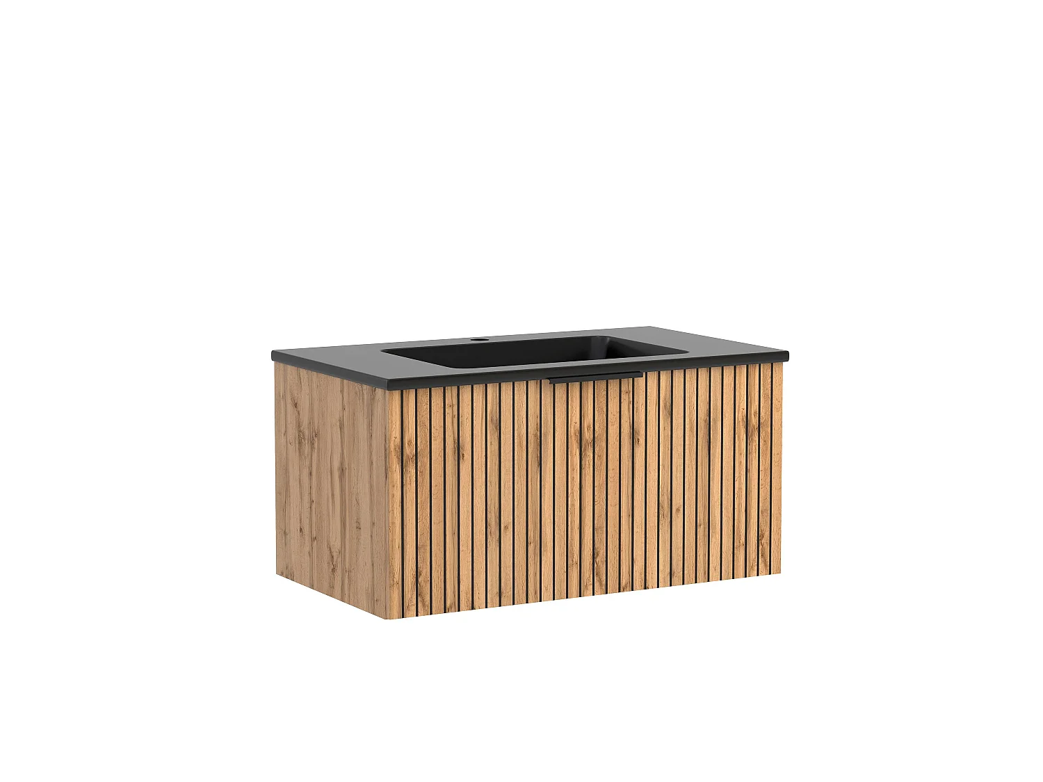 Held Möbel Ensemble de meuble-lavabo 2 pièces Liverpool chêne Wotan / noir rayé L/H/P 80 x 200 x 47 cm