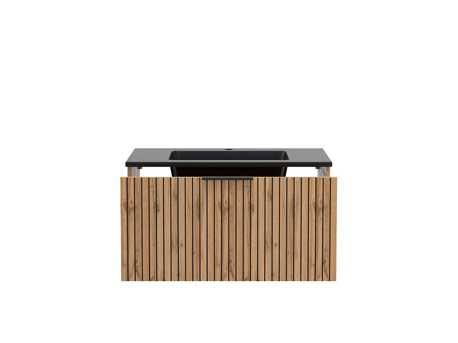 Held Möbel Ensemble de meuble-lavabo 2 pièces Liverpool chêne Wotan / noir rayé L/H/P 80 x 200 x 47 cm