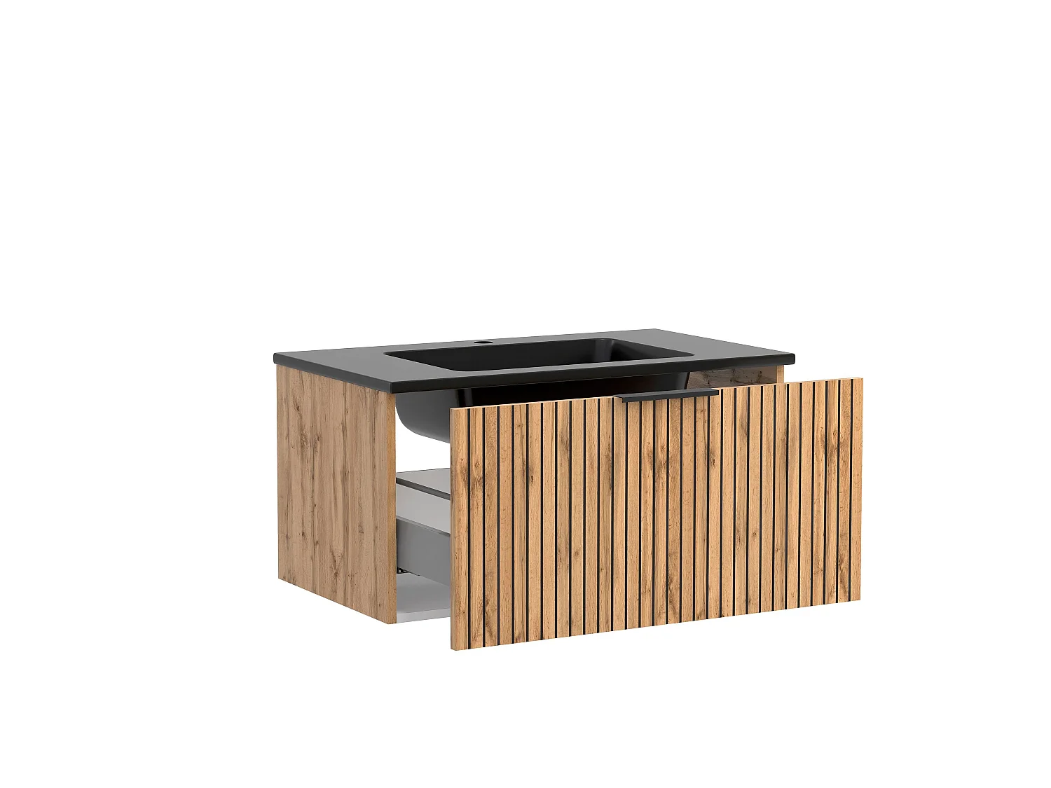 Held Möbel Ensemble de meuble-lavabo 2 pièces Liverpool chêne Wotan / noir rayé L/H/P 80 x 200 x 47 cm