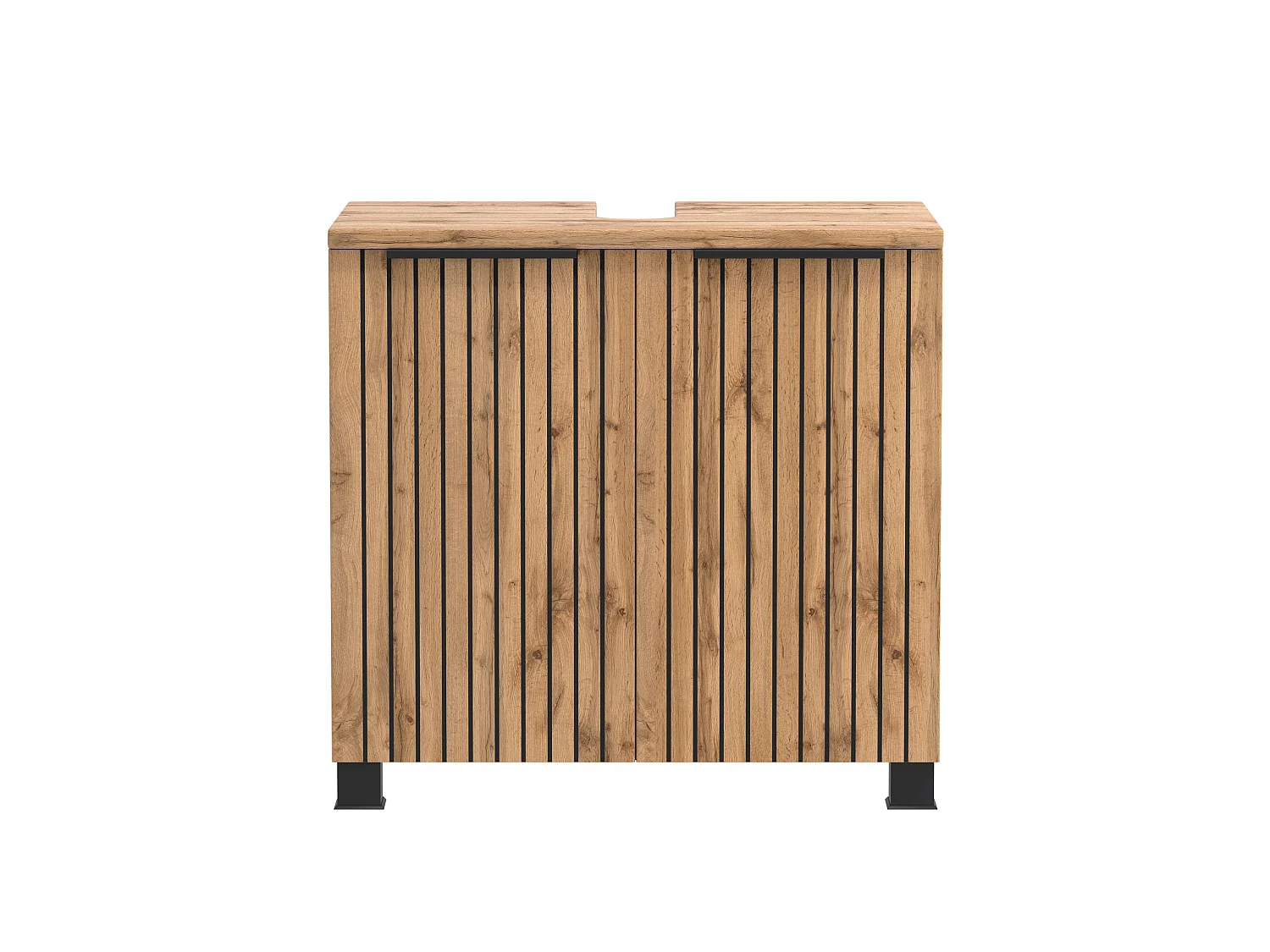 Held Möbel Ensemble de meuble-lavabo 2 pièces Liverpool chêne Wotan / noir rayé L/H/P 60 x 200 x 35 cm