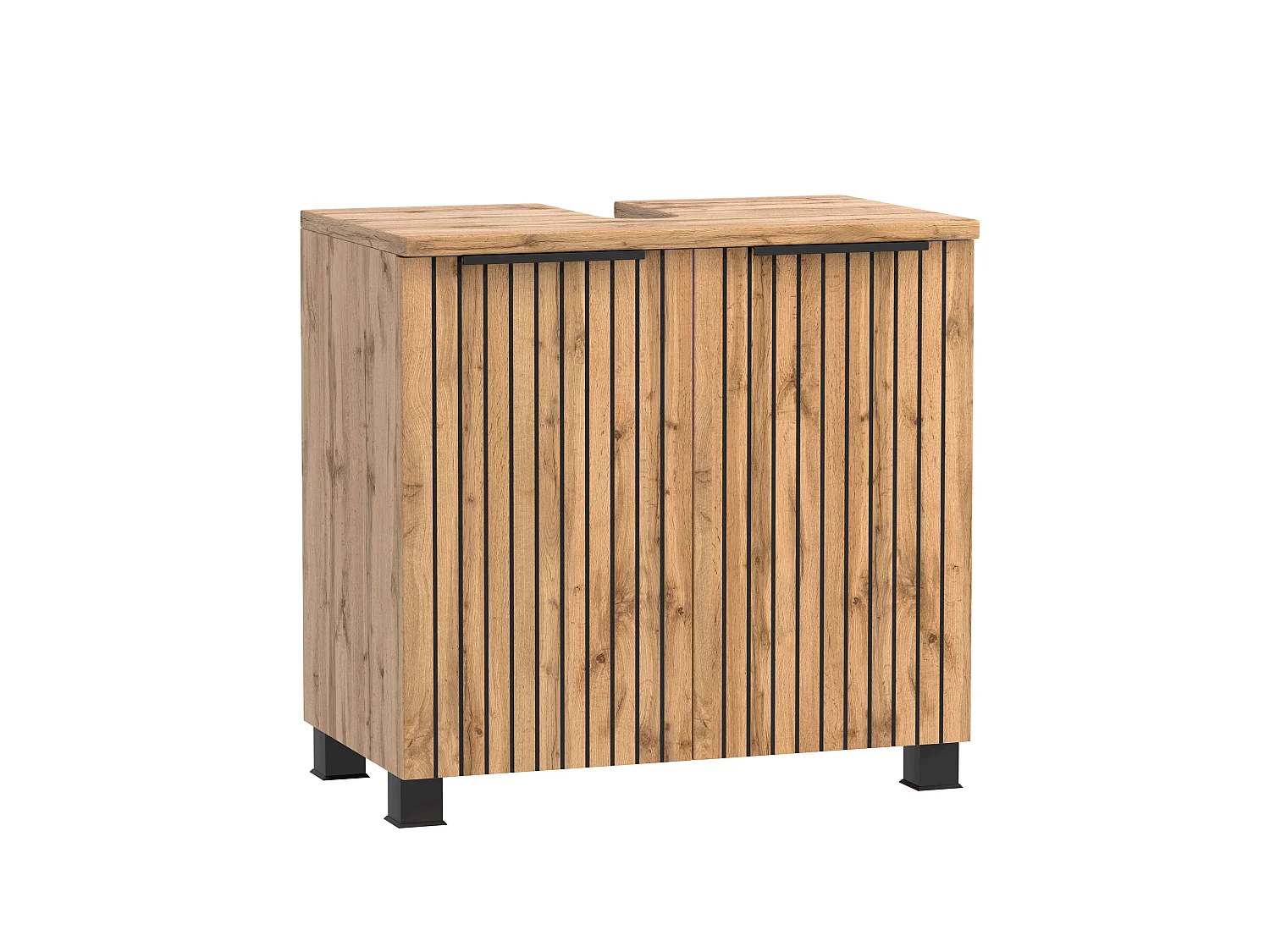 Held Möbel Ensemble de meuble-lavabo 2 pièces Liverpool chêne Wotan / noir rayé L/H/P 60 x 200 x 35 cm