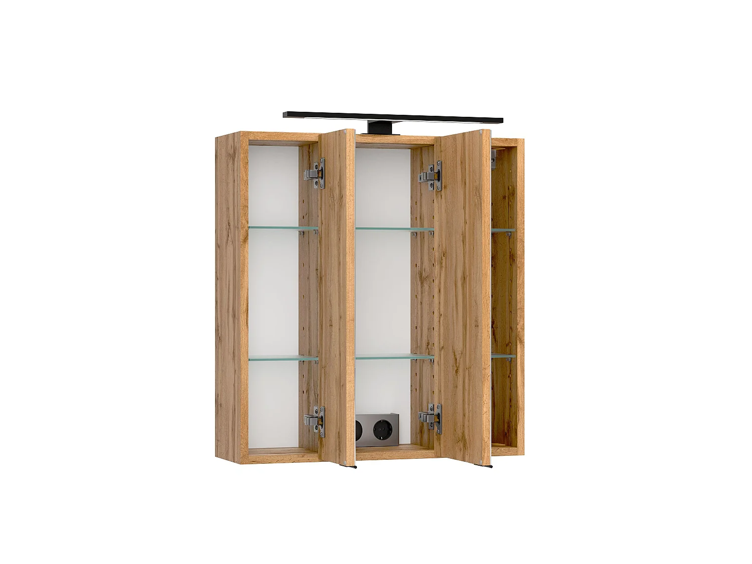 Held Möbel Ensemble de meuble-lavabo 2 pièces Liverpool chêne Wotan / noir rayé L/H/P 60 x 200 x 35 cm