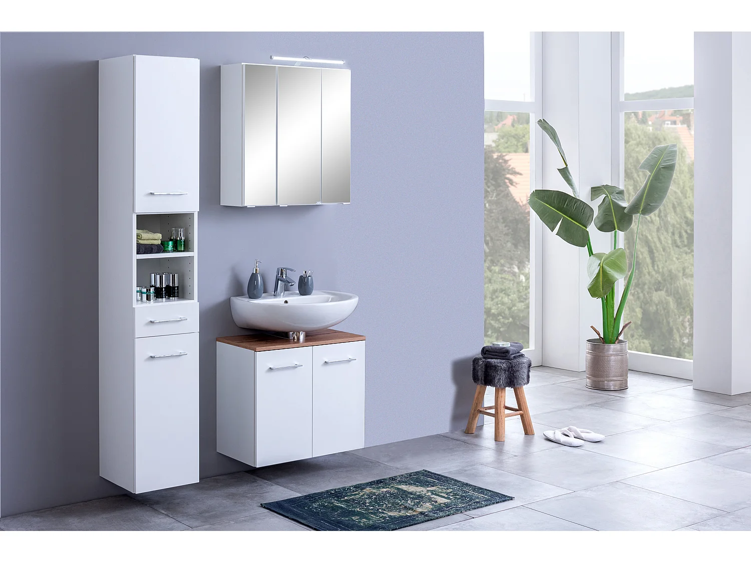 Held Möbel Ensemble de meuble-lavabo 3 pièces Paris blanc L/H/P 90 x 200 x 35 cm