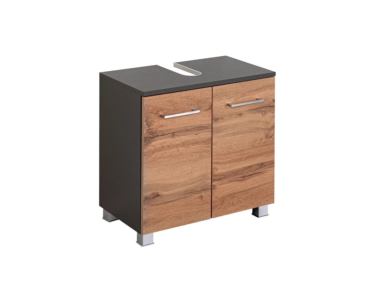 Held Möbel Ensemble de meuble-lavabo encastré 2 pièces Paris chêne Wotan / gris graphite L/H/P 60 x 200 x 35 cm